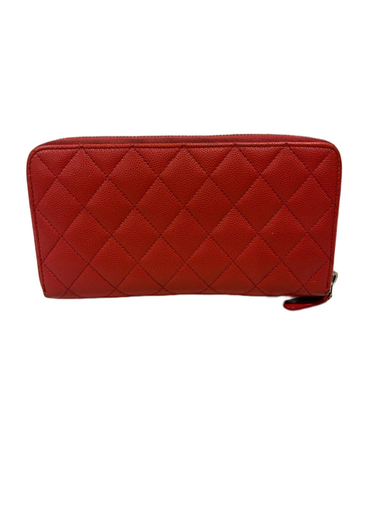 CHANEL Hot Pink Quilted Zip Wallet