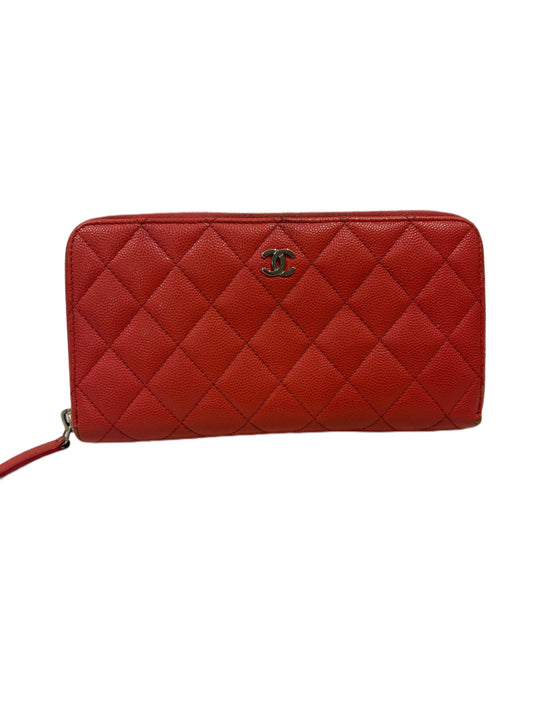 CHANEL Hot Pink Quilted Zip Wallet